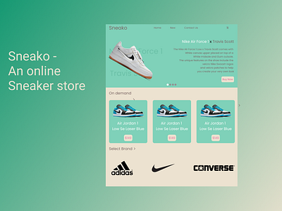 Sneako branding figma graphic design landing page shoes sneakers ui web design