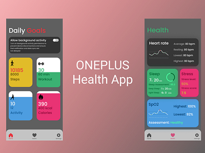 Oneplus health app branding health health band health tracker heart rate oneplus tracker ui