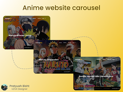 Anime carousel anime carousel design graphic design illustration logo motion design naruto smart animate ui vector