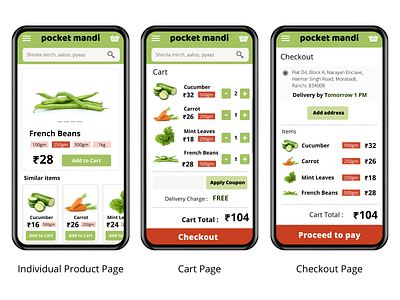 Grocer App Design | Product Page | Cart Page | Checkout Page app delivery app ecommerce ecommerce app ecommerce design grocery grocery app grocery delivery grocery online grocery store