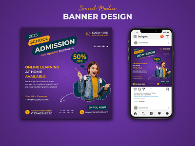 School Admission Social Media Post Design