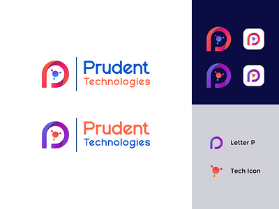 Prudent Technologies Logo Design gradient logo logo design typography logo