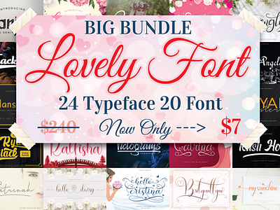 Big Bundle Lovely Font Collection Bundles