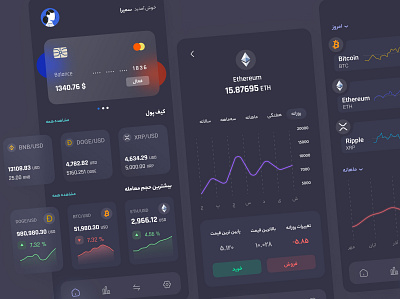 Cryptocurrency App app design bitcoin blockchain cryptocurrnecy cypro app dark dark app dark ui ethereum exchange financial market mobile nft nft market platform token ui user experience user interface