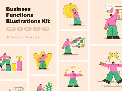 Business Functions Illustrations Kit abstract app business character design graphic design illustration management minimal style ui vector web web site