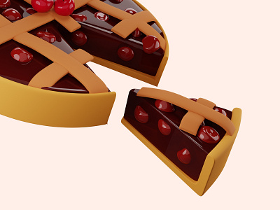 3D Cherry pie 3d 3d graphics 3d modeling 3d rendering american pie app cake cherry design dessert food illustration mobile pie render restaurant twin peaks ui web web site