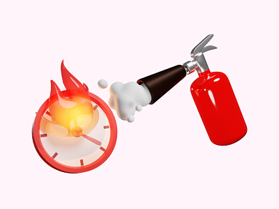 3D Fire extinguisher 3d alarm app artist bonfire burning business clock deadline deadlines design fire graphics icons illustration modeling project rendering web web site