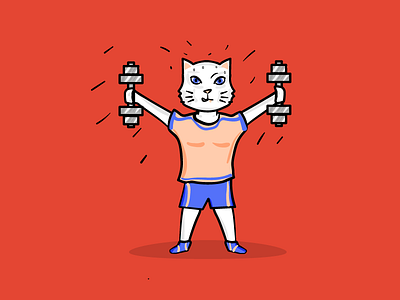 Workout cat cat fitness illustration sport vector workout