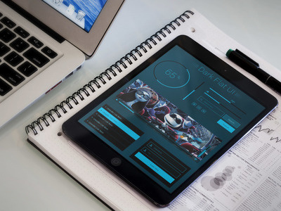Dark Flat UI Design Presentation Mockup