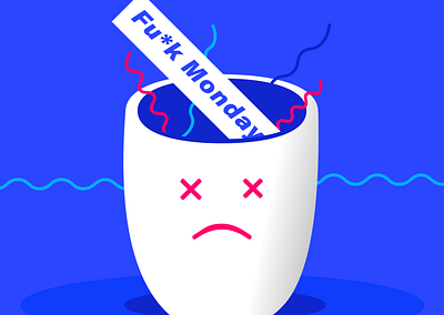 Fck Mondays blue cup flat mug simple sketch app