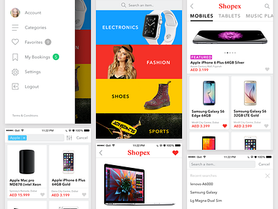 App Shopex app catalog categories clean ios iphone mobiles ui user ux