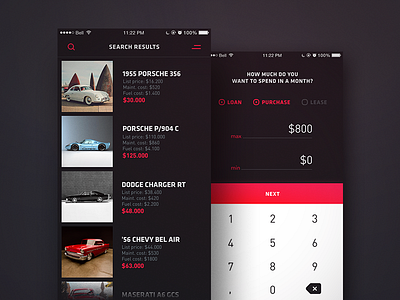C.A.R.S. app design car dashboard flat interface ios iphone menu mobile service ui ux