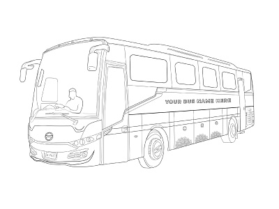 Vehicle or Bus lineart design freestyle