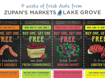 Lake Grove Zupan's Coupon Card chalk coupon coupon card grocery postcard