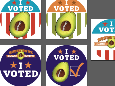 I Voted Stickers america competition football guacamole super bowl voted