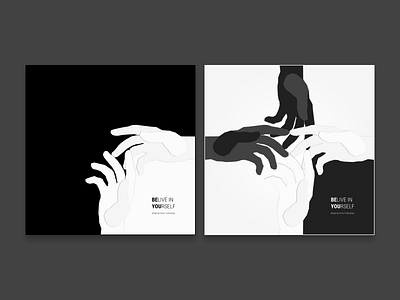 Poster art banner black creative design hands illustration poster white