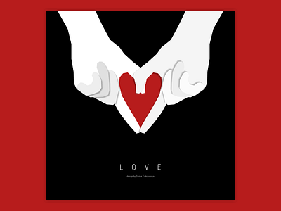 Poster - "LOVE" art banner black creative design fingers hands heart illustration love poster white