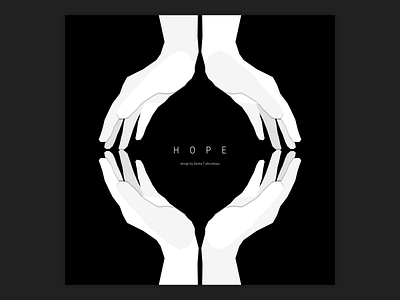 Poster - "HOPE" art banner black creative design hands hope illustration poster white