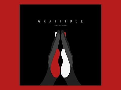 Poster - "GRATITUDE" art banner black creative design gratitude hands illustration poster red white