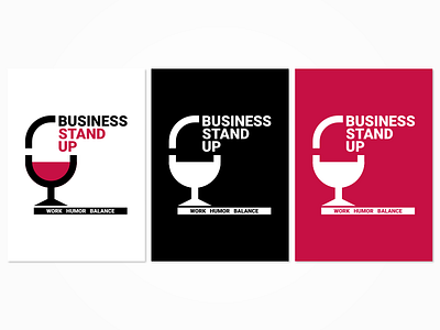 Logo Business Stand Up balance humor logo logotype microphone stand up wine work