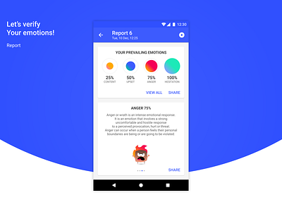 Report android anger app character diagrams emotions material design mobile report report design ui ux