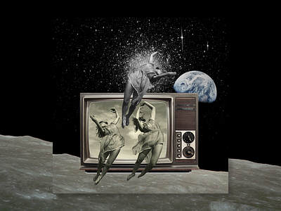 Freedom art banner fly flying freedom poster retro space surreal surrealism tv vintage