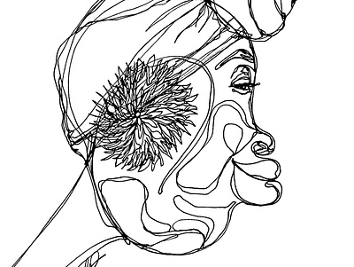 ENJOY artist bipoc contourlinedrawing design oneline onelineart oneliner pen and ink portrait art singlelinedrawing