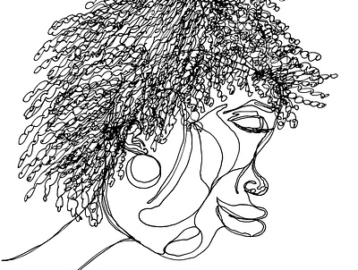 PRAY artist bipoc contourlinedrawing illustration oneline onelineart oneliner pen and ink portrait art singlelinedrawing