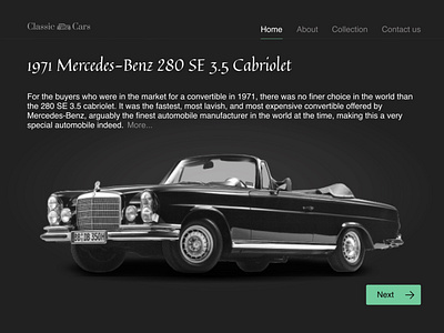 Classic cars web ui design