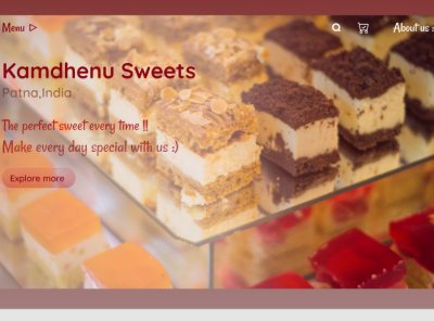 A landing UI page of my own sweets shop