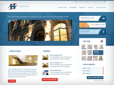 Hendrickx belgium blue company fresh hendrickx insurance perfect pixel red webdesign