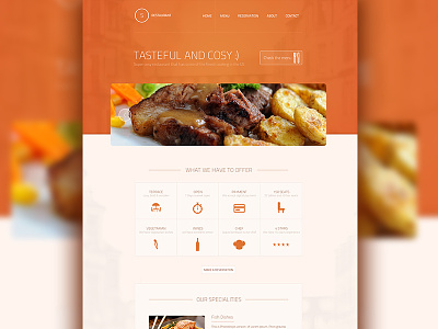 Restaurant Theme cosy design dishes food fork icons knife landing restaurant tasteful warm web webdesign