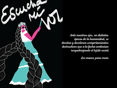 Escucha Mi Voz art black blue illustration mexican pink woman