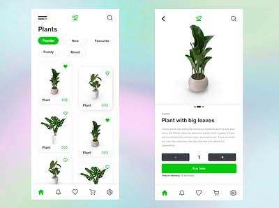 Plants Shop - Mobile Design adobe xd design online shop online store shop ui uiux design