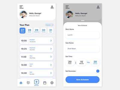 Schedule App Design adobe xd design ui uiux design