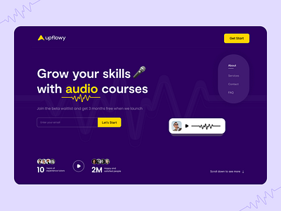 Website design for audio courses 2021 audio audio course design grow your skill header home page design landing page design latest new popular tranding typography ui ux web design webdesign website