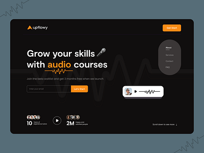 Website design for audio courses / Dark version