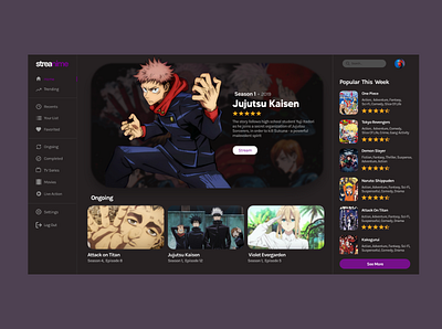 Anime Streaming Website Design anime app design graphic design japan streaming ui uiux ux web design website design