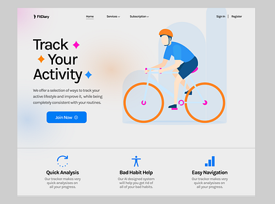 Activity Tracker Website Concept app design branding design fitness graphic design tracking ui ux web design website design