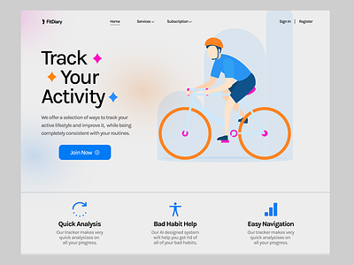 Activity Tracker Website Concept app design branding design fitness graphic design tracking ui ux web design website design