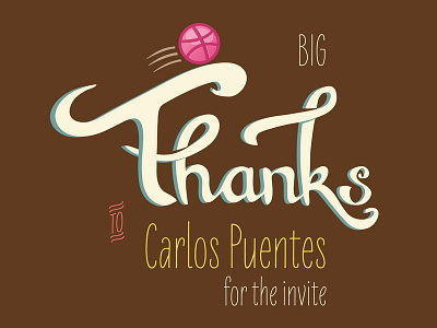 Thank you Carlos debut dribbble handwriting hello invite thank you