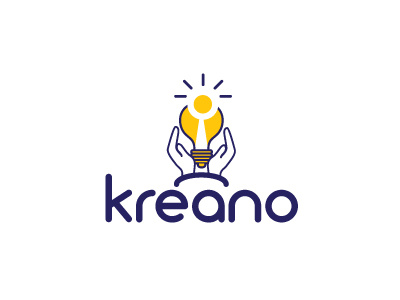 Kreano bulb creative hands light logo logo design