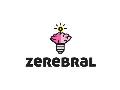 Zerebral app brain bulb cerebral education logo logo design