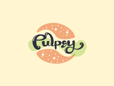 Pulpsy fruit lettering logo pulp tropical