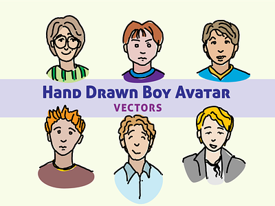 Hand Drawn Boy Avatars Cmprev avatar boy avatar character design hand drawn hand drawn avatar illustration vector vector illustration