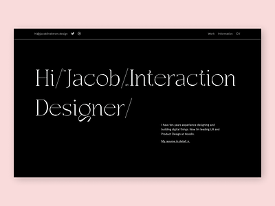 Portfolio landing page branding dark figma interaction design typography ui ux web