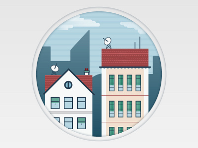 Connected Living Icon 1 connected flat houses icon illustration living