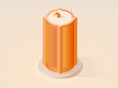 Orange Isometric Building 1/2 building illustration iso isometric orange perspective