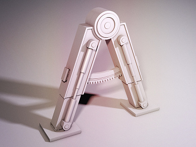 "Letter A" - Mechanical Lettering Project Pt.1 3d design illustration lettering mechanical typography ui ux