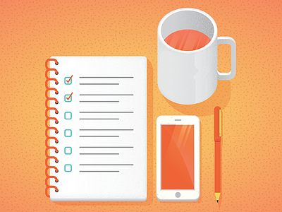 Getting Organised checklist coffee design graphic illustration table top